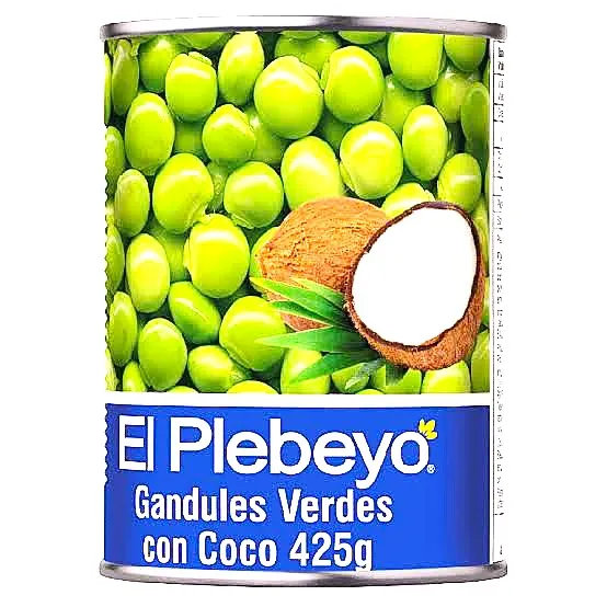 GANDULES VERDES CON COCO EL PLEBEYO 425G