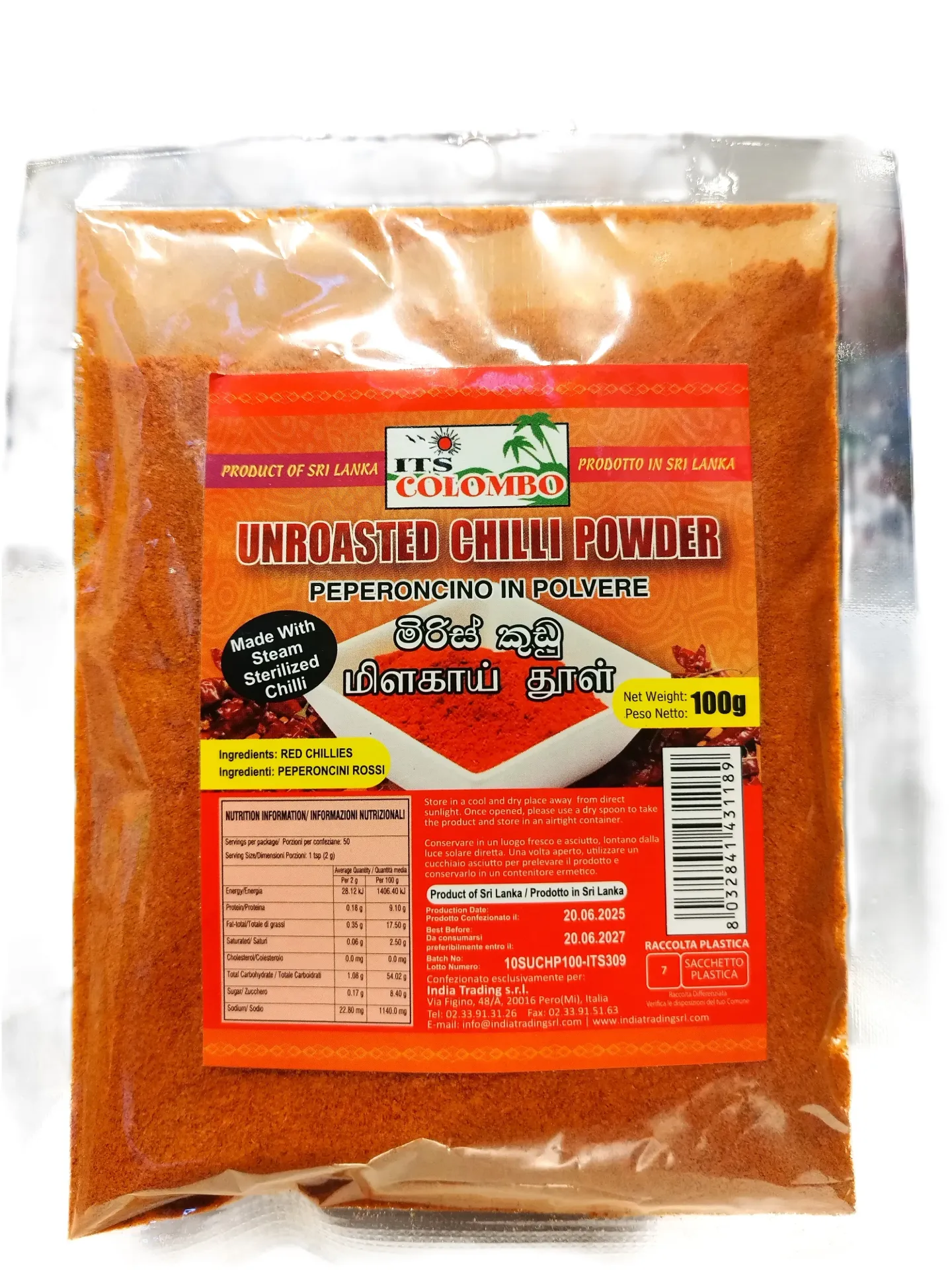 UNROASTED CHILLI POWDER ITS COLOMBO 100G