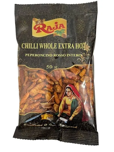 CHILLIES WHOLE EXTRA HOT RAJA 50GR