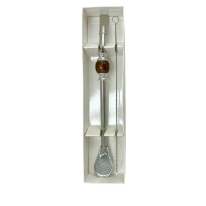 [ARVA0004. BRG. LTN. LOW.] BOMBILLA CUCHARA MARRONE CON KIT PULIZIA 22CM