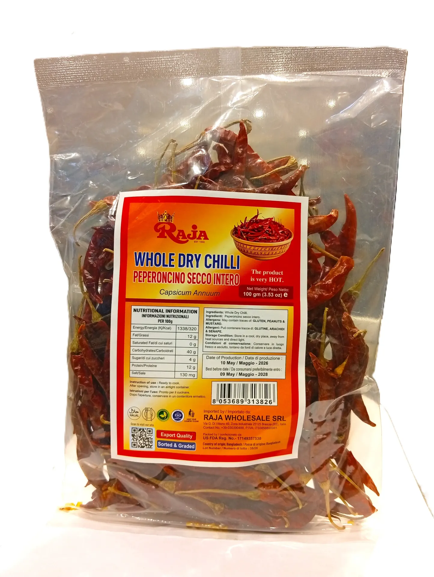 DRY CHILLI WHOLE RAJA 100G