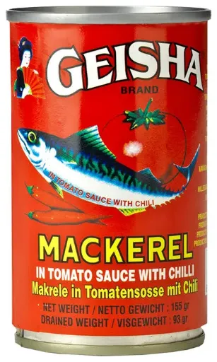 GEISHA MACKEREL IN TOMATO SAUCE WITH CHILI 155GR
